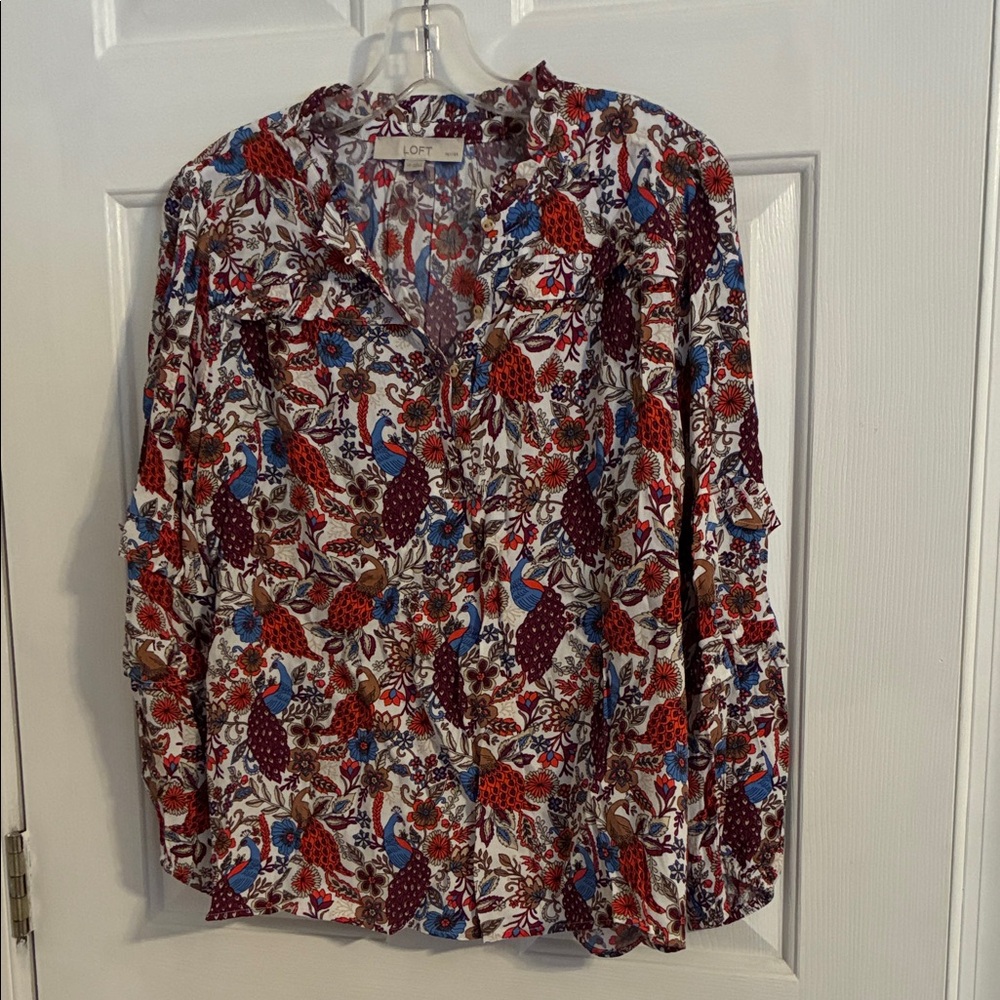 LOFT Women's Multicolor Floral Blouse